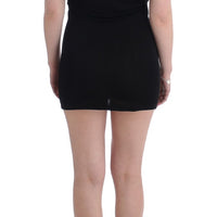 Black Embellished Jersey Mini Sheath Short Dress