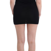 Black Embellished Jersey Mini Sheath Short Dress