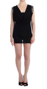 Black Embellished Jersey Mini Sheath Short Dress