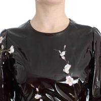 Black patent floral HANDPAINTED dress