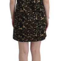 Green camouflage mini shift dress