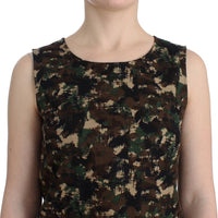 Green camouflage mini shift dress