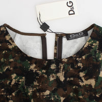 Green camouflage mini shift dress
