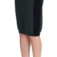 Green Wool Blend Pencil Skirt