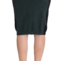 Green Wool Blend Pencil Skirt