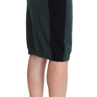 Green Wool Blend Pencil Skirt