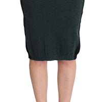 Green Wool Blend Pencil Skirt