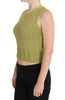 Green Cotton Blend Knitted Sleeveless Sweater