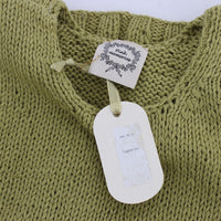 Green Cotton Blend Knitted Sleeveless Sweater