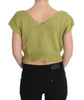 Green Cotton Blend Knitted Sleeveless Sweater