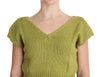 Green Cotton Blend Knitted Sleeveless Sweater