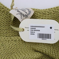 Green Cotton Blend Knitted Sleeveless Sweater