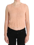 Pink Cotton Blend Knitted Sleeveless Sweater