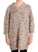 Beige Wool Blend Knitted Oversize Sweater