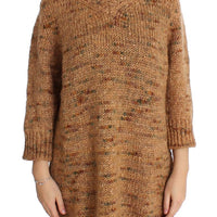 Brown Wool Blend Knitted Oversize Sweater