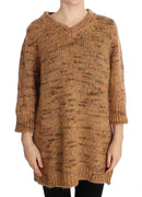 Brown Wool Blend Knitted Oversize Sweater