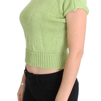 Green Cotton Blend Knitted Sweater