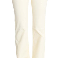 White Cotton Stretch Flare Jeans