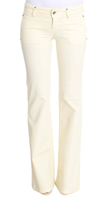 White Cotton Stretch Flare Jeans