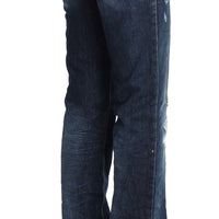 Blue Cotton Torn Regular Fit Jeans