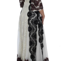 White Floral Lace Full Length Gown Dress