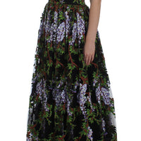 Black Floral Embroidered Full Maxi Dress