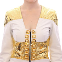 White Gold Metallic Leather Jacket