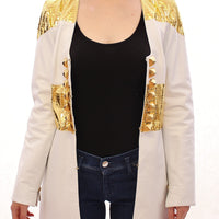 White Gold Metallic Leather Jacket