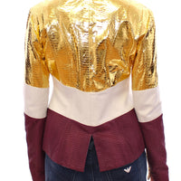 White Gold Purple Leather Jacket