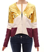 White Gold Purple Leather Jacket