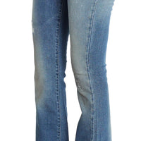 Blue Wash Cotton Stretch Flare Bootcut Jeans