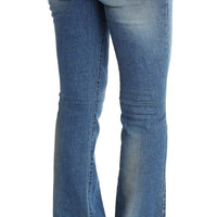 Blue Wash Cotton Stretch Flare Bootcut Jeans