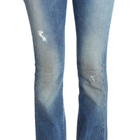 Blue Wash Cotton Stretch Flare Bootcut Jeans
