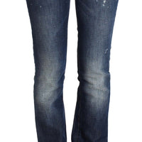 Blue Wash Flare Boot Cotton Lenin Denim Jeans