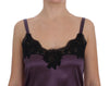 Purple Silk Black Lace Lingerie Dress