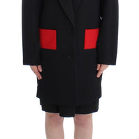 Black Coat Trench Long Draped Jacket Blazer