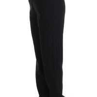 Black High Waist Straight Slim Dress Pants