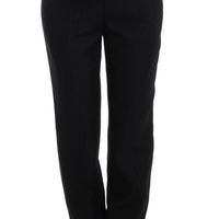 Black High Waist Straight Slim Dress Pants