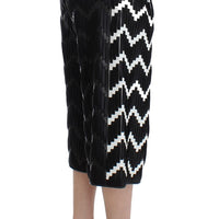 Black White Chevron Nappa Leather Shorts