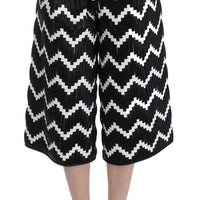 Black White Chevron Nappa Leather Shorts