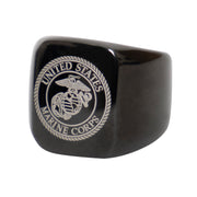 Stainless Steel USMC Eagle, Globe and Anchor Ring - Black
