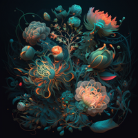 Baroque Neon Flowers  Poster named "Mellow"