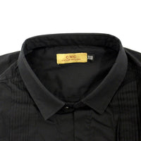 Black cotton slim fit shirt