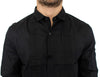 Black cotton slim fit shirt
