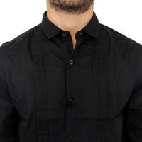 Black cotton slim fit shirt