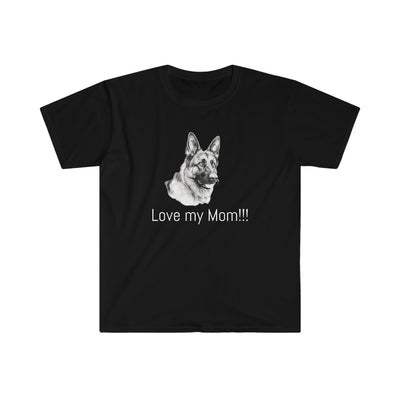 German Shepherd Head Love my Mom Softstyle T-Shirt