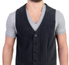 Gray striped cotton casual vest