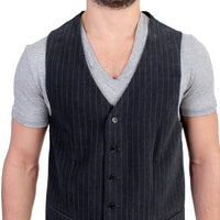 Gray striped cotton casual vest