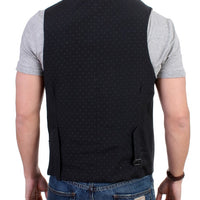 Gray striped cotton casual vest