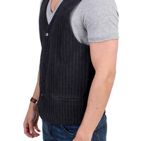 Gray striped cotton casual vest